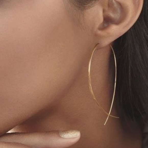 vogue vice Jewelry - Gold geometric drop hoop earrings neon